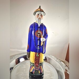 Vintage Oriental Statue - Asian Calligraphy Scholar Traditional Chinese Garb 15”